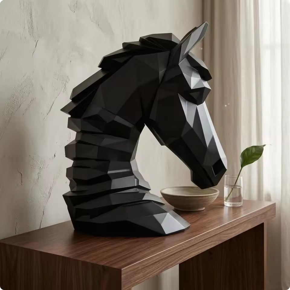 Resin Art Cube - Скульптура головы лошади в форме куба,