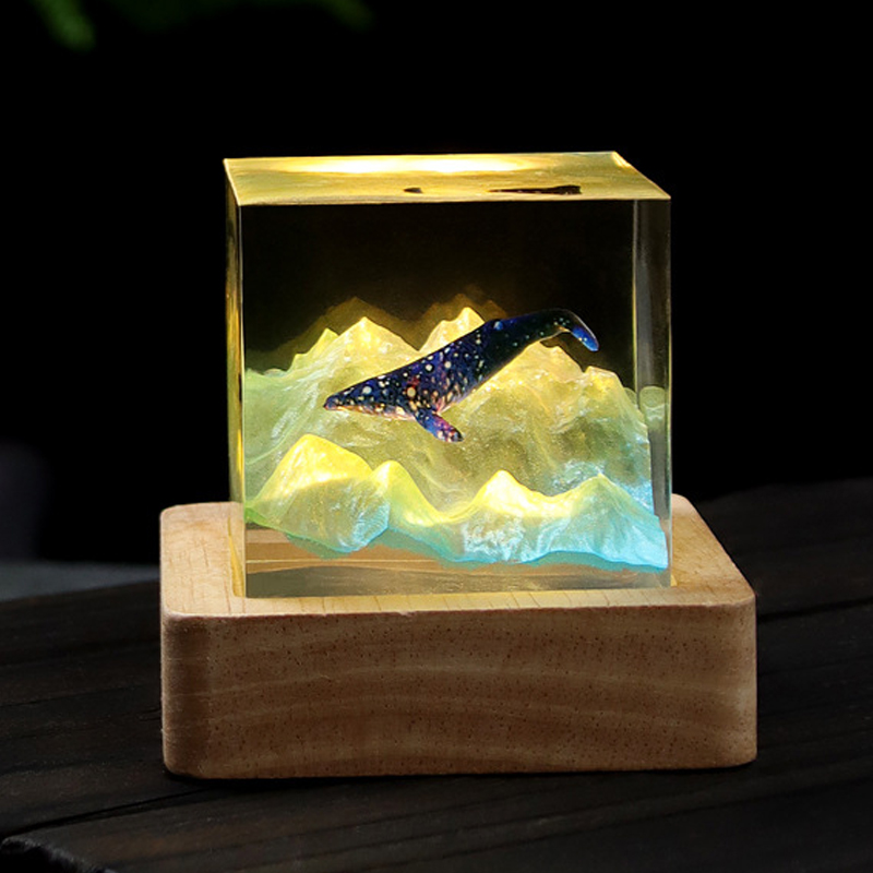 Resin Art Cube - 5 см куб-организм, настольный светильник из