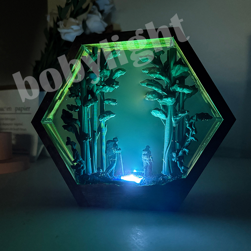 Resin Artist - Настольная лампа-фигурка туриста из смолы, ночник